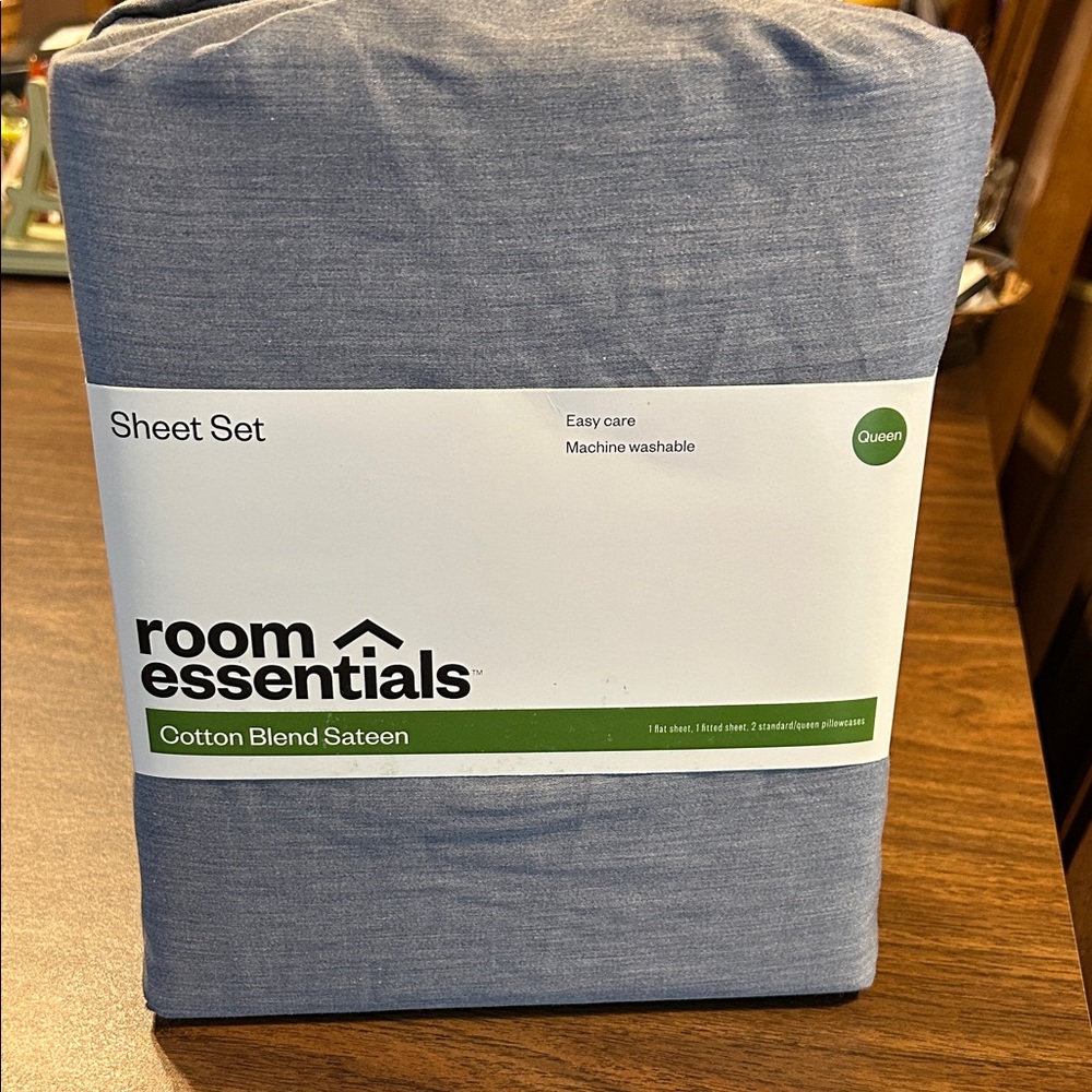 Room Essentials Cotton Blend Sateen Sheet Set - Light Blue